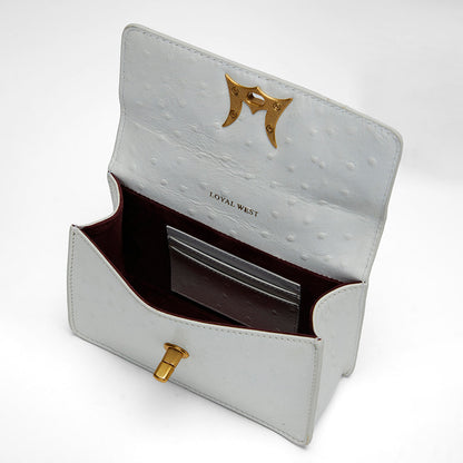 Loyal West VALENCIA OSTRICH LEATHER BAG - WHITE