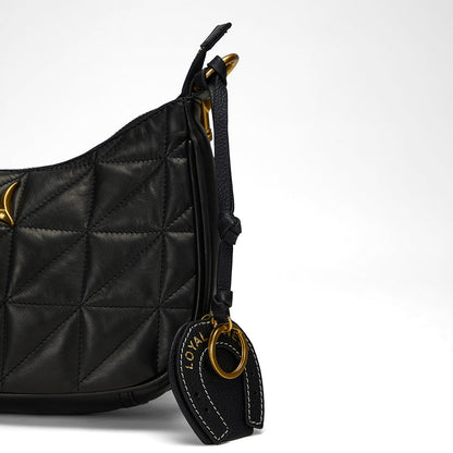Loyal West HORSE SHOE BAG CHARM IN CALF LEATHER - BLACK