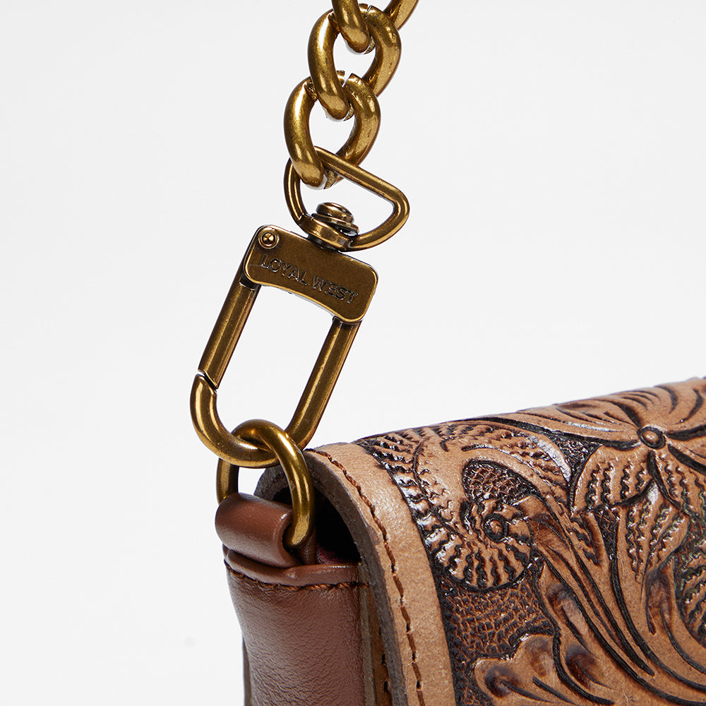 Loyal West The LW On The Go Mini Chain Bag- In Handtooled Leather