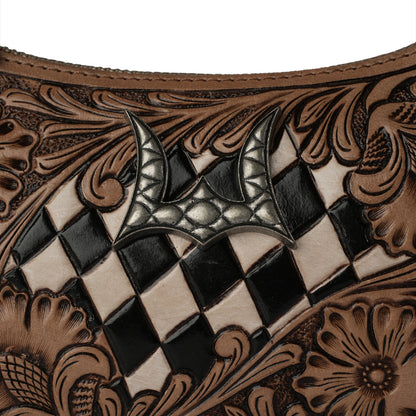 HANDTOOLED DANNIA MEDIUM PURSE CHECKERED EDITION