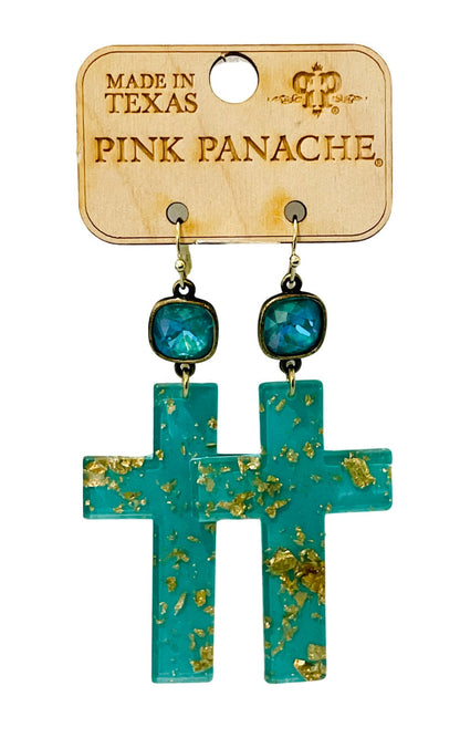 Acrylic neon cross earring with Austrian crystal - LC