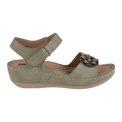 Maxwell Green Flower Velcro Slingback Wedge Sandals