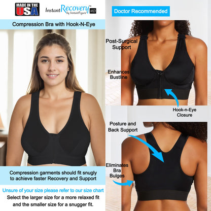 InstantRecoveryMD Compression Bra with Zip and Hook-N-Eye MD227