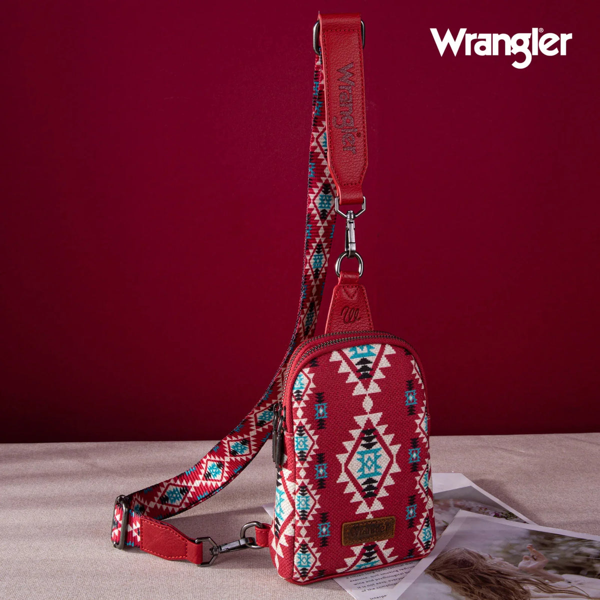 Wrangler Aztec Print Crossbody Sling Chest Bag-Multiple Colors