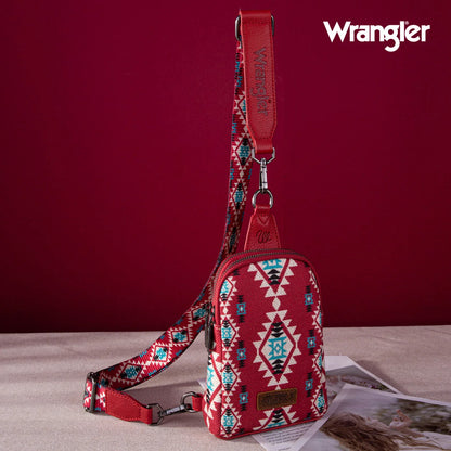Wrangler Aztec Print Crossbody Sling Chest Bag-Multiple Colors