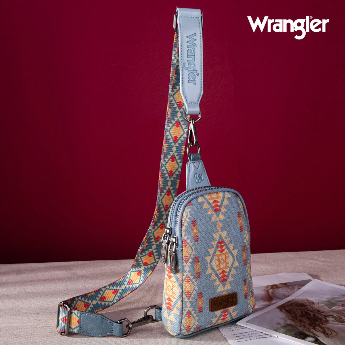 Wrangler Aztec Print Crossbody Sling Chest Bag-Multiple Colors