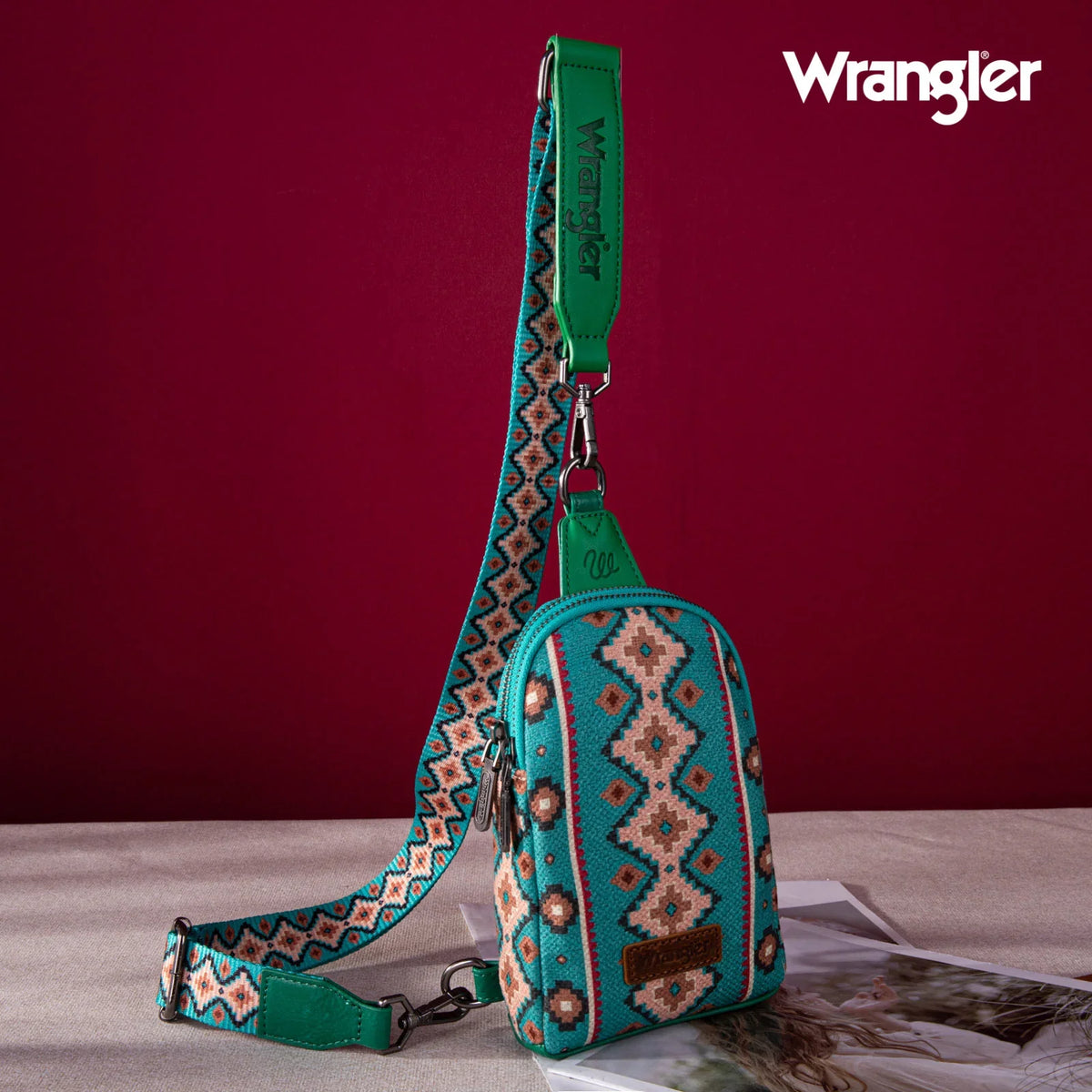 Wrangler Aztec Print Crossbody Sling Chest Bag-Multiple Colors