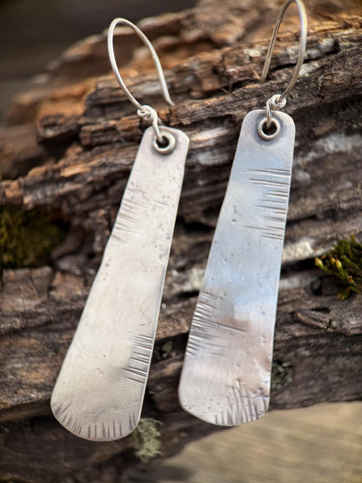 Sterling Silver Tapered Earrings | Longevity Rustic