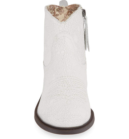 Montrose White Crackle Leather Booties