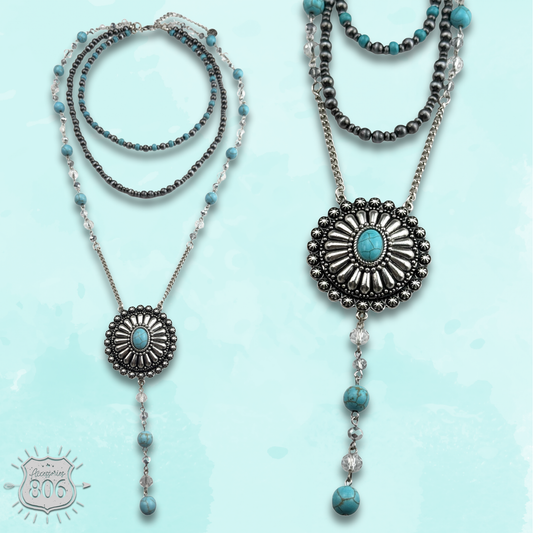 Round western concho necklace