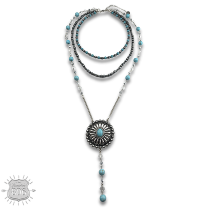 Round western concho necklace
