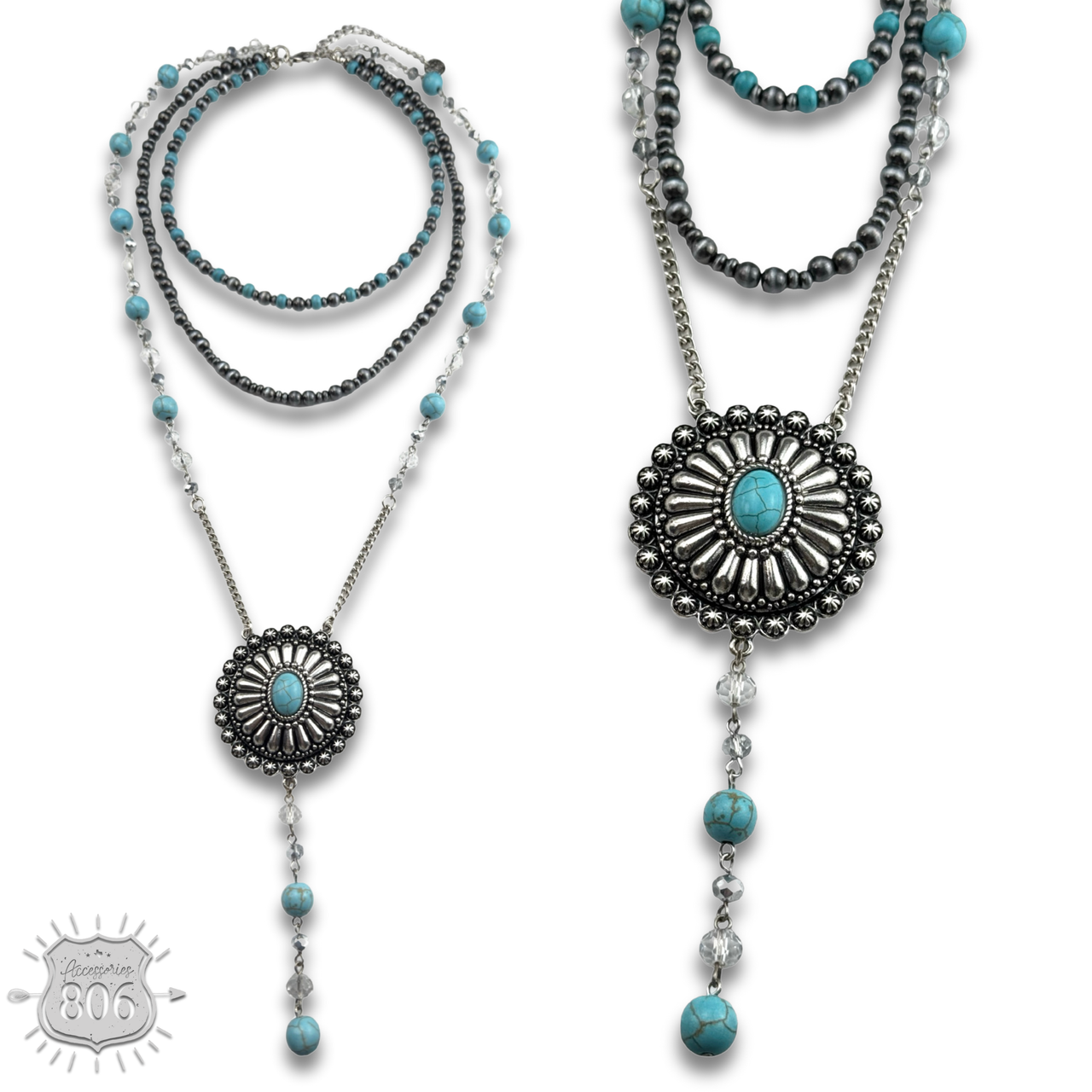 Round western concho necklace