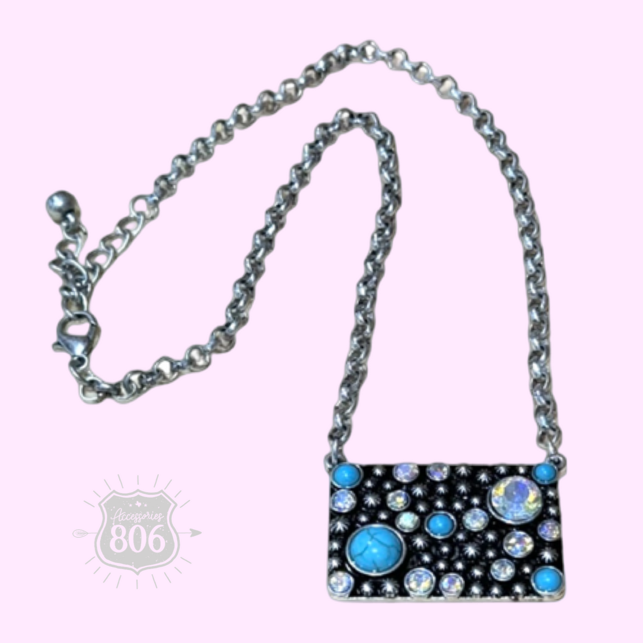 Western burnished rectangle necklace