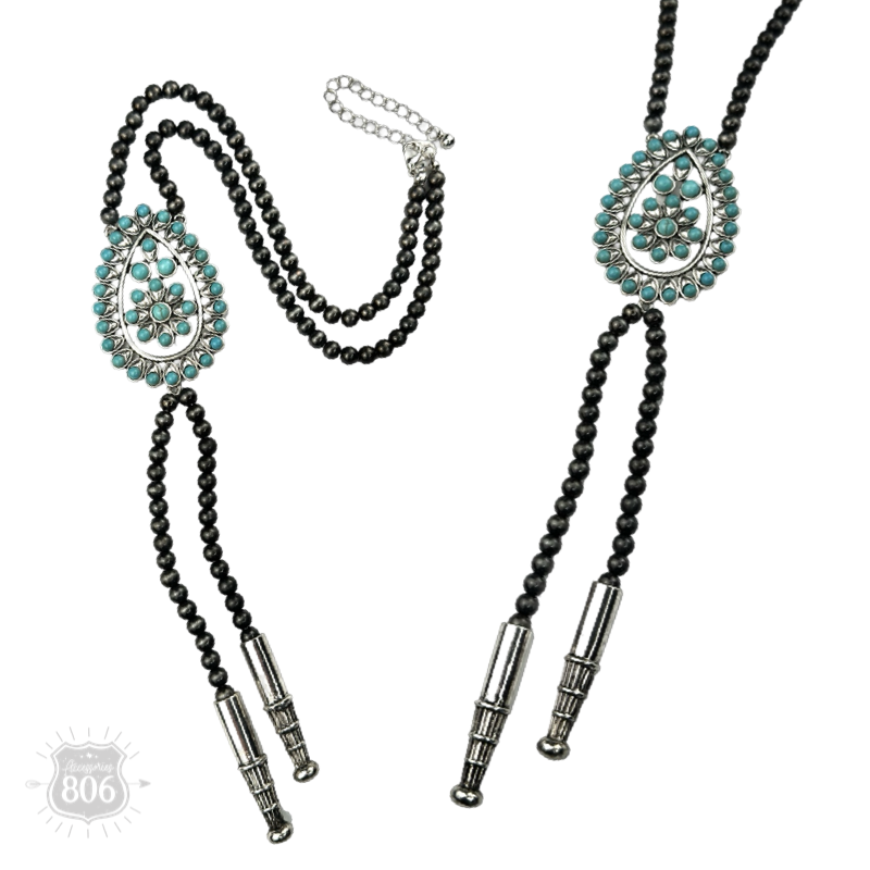 Western bolo style burnished pearl necklace