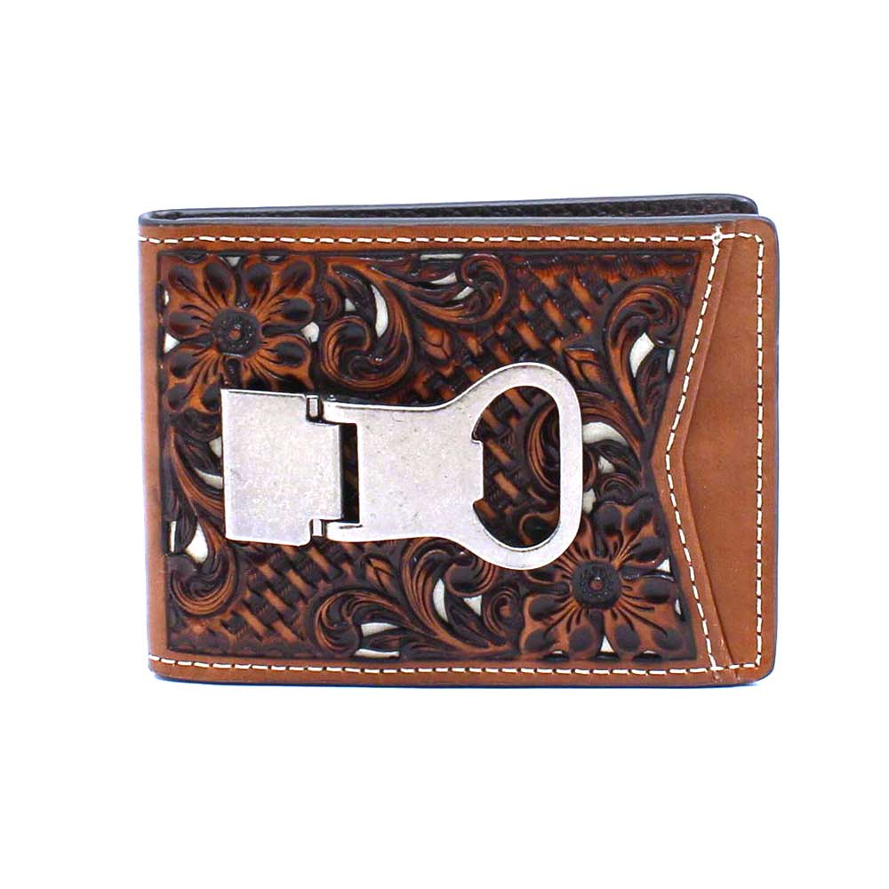 Nocona Filigree Inlay - Mens Bi-Fold Money Clip