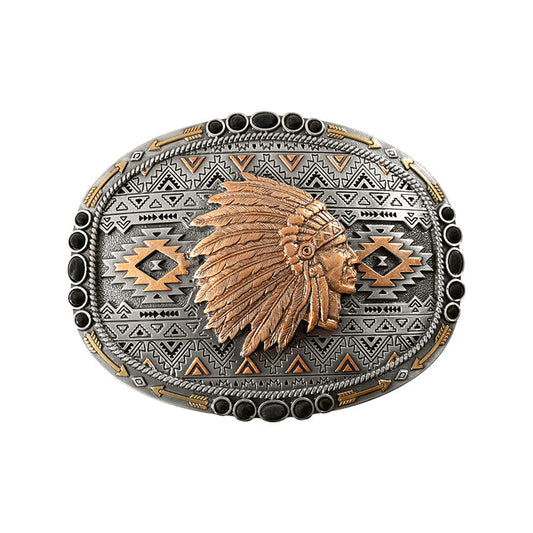 Nocona Indian Chief Motif - Belt Buckle