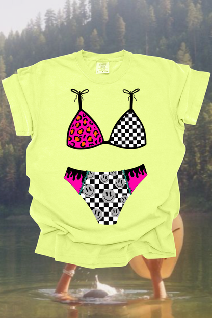 Checkered Flame Bikini Graphic Tee