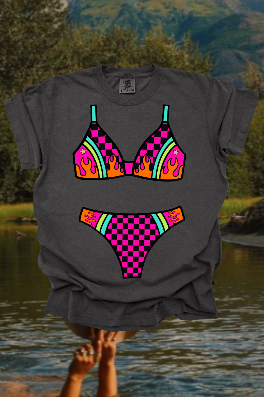 Pink Checkered Bikini Graphic Tee