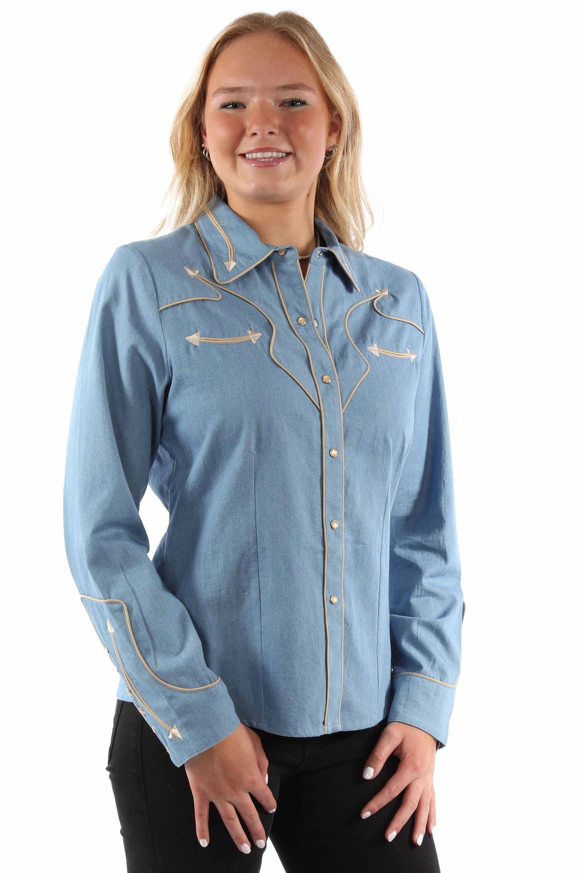Scully Arrow Tips - Women's Denim Western Shirt