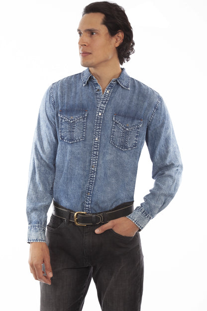 Scully Pleated Pockets - Men's Denim Shirt