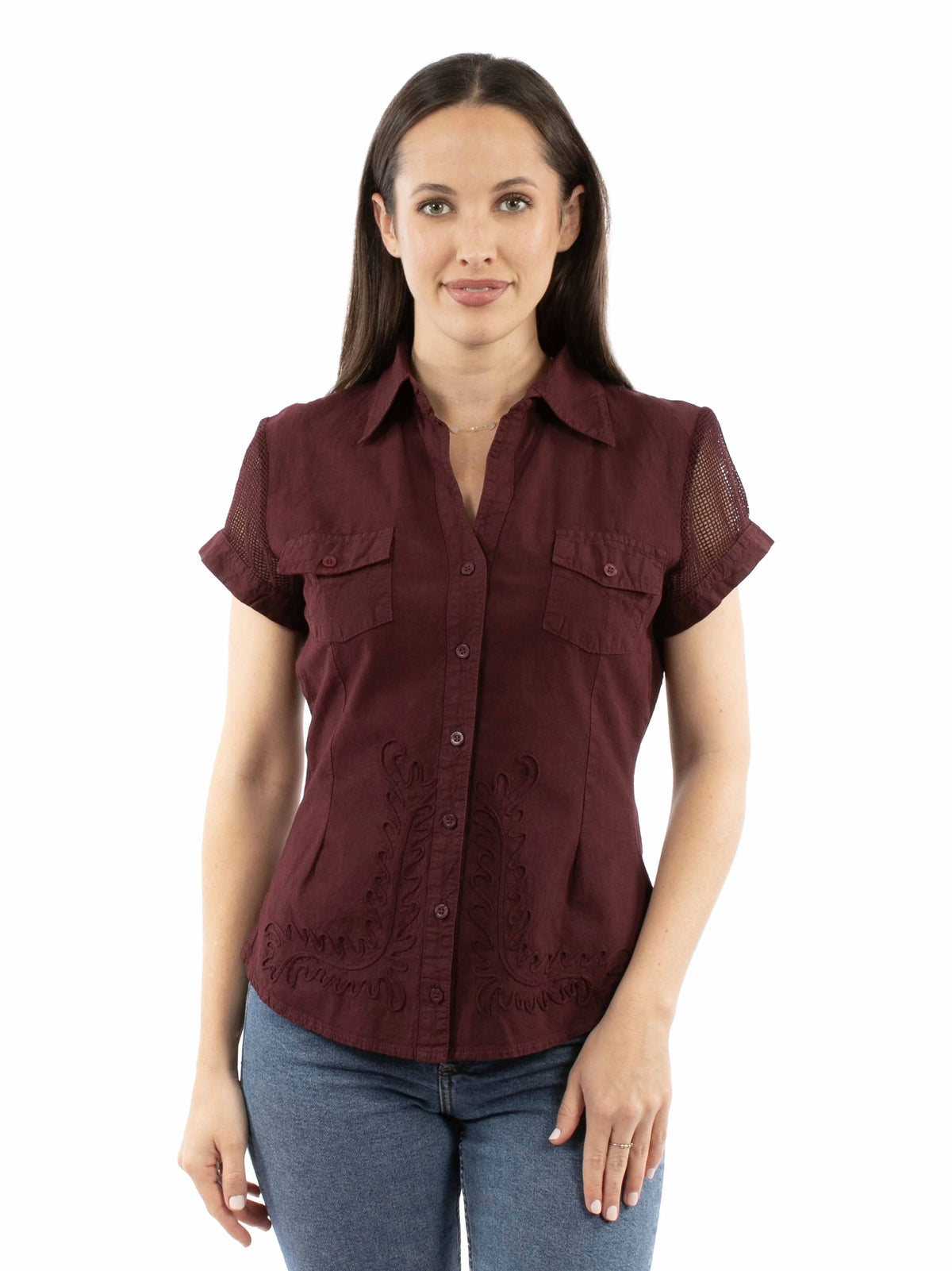 Scully Floral Front - Women's Short Sleeve Blouse