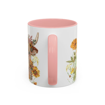 Patchwork Highland Cow Mug Floral Cottage Style Coffee Mug