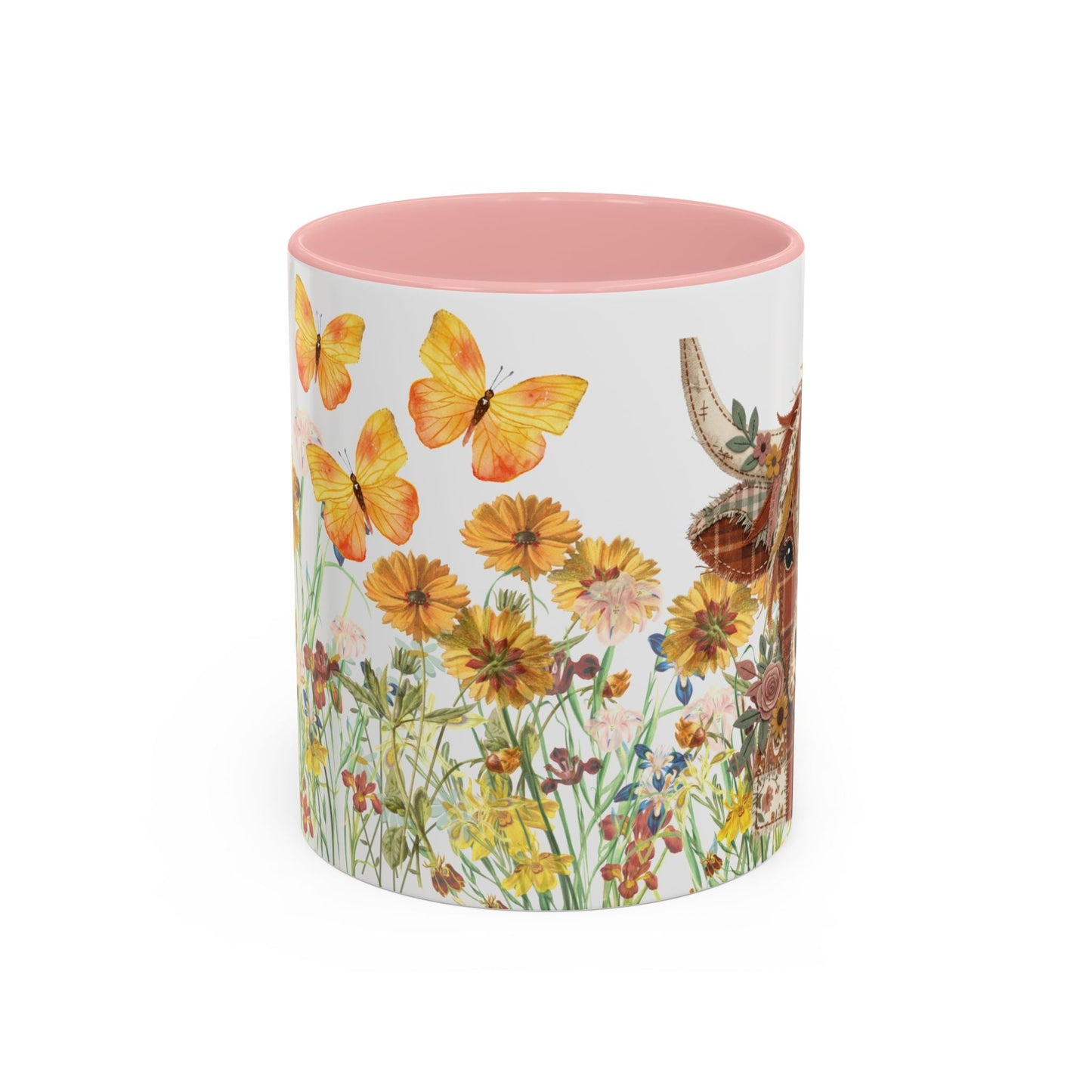 Patchwork Highland Cow Mug Floral Cottage Style Coffee Mug
