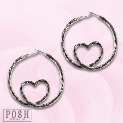 Twisted heart hoop earring - LC