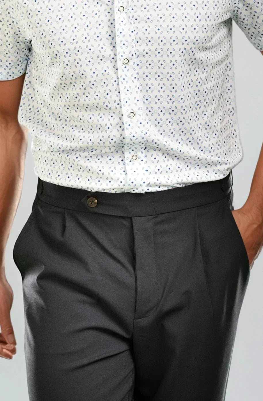 Men's Pleated Wool Trouser Pants - Navy