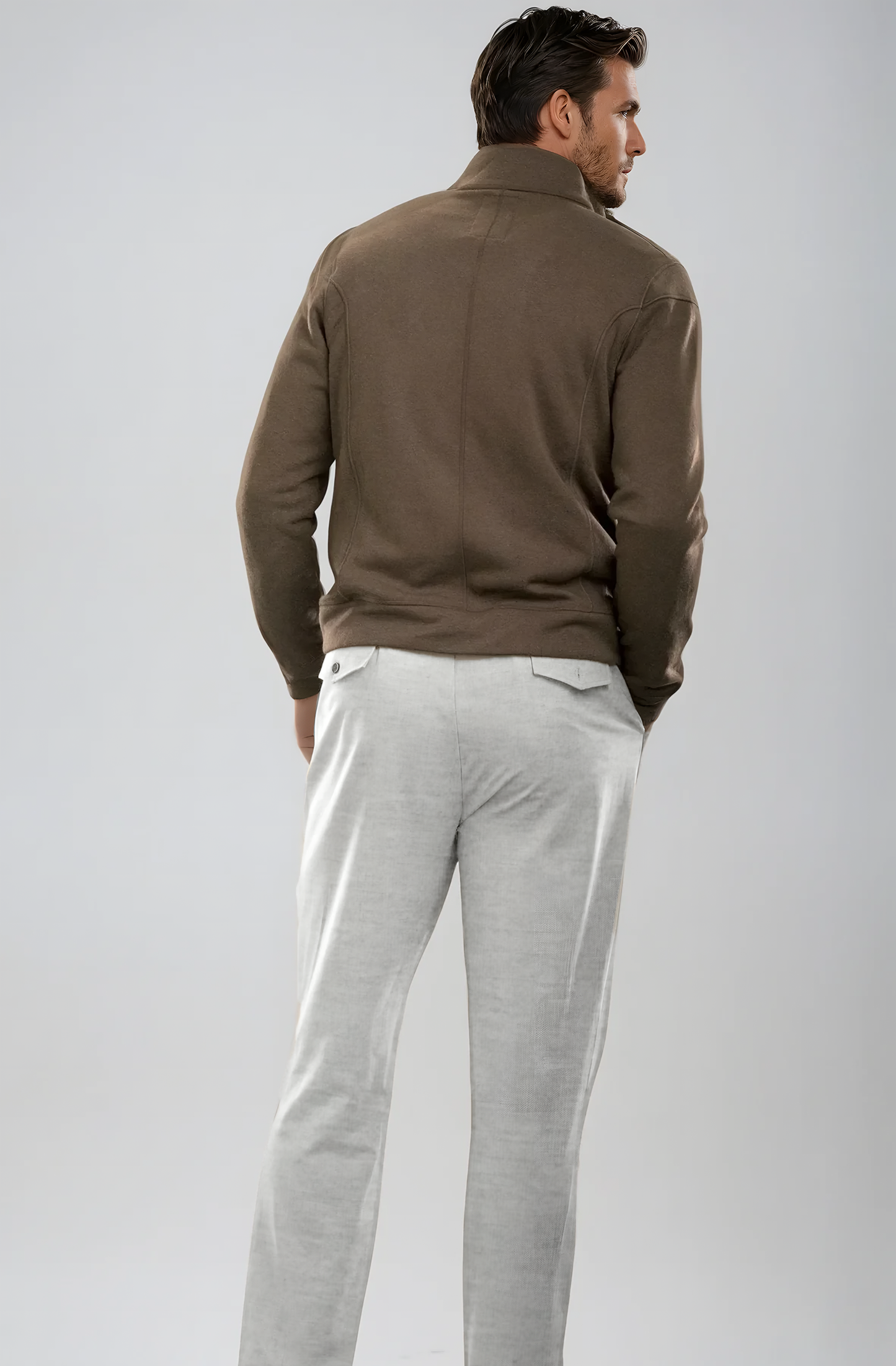 Men's Pleated Wool Trouser Pants - Heather Grey