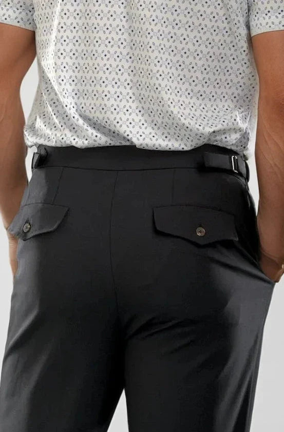 Men's Pleated Wool Trouser Pants - Navy
