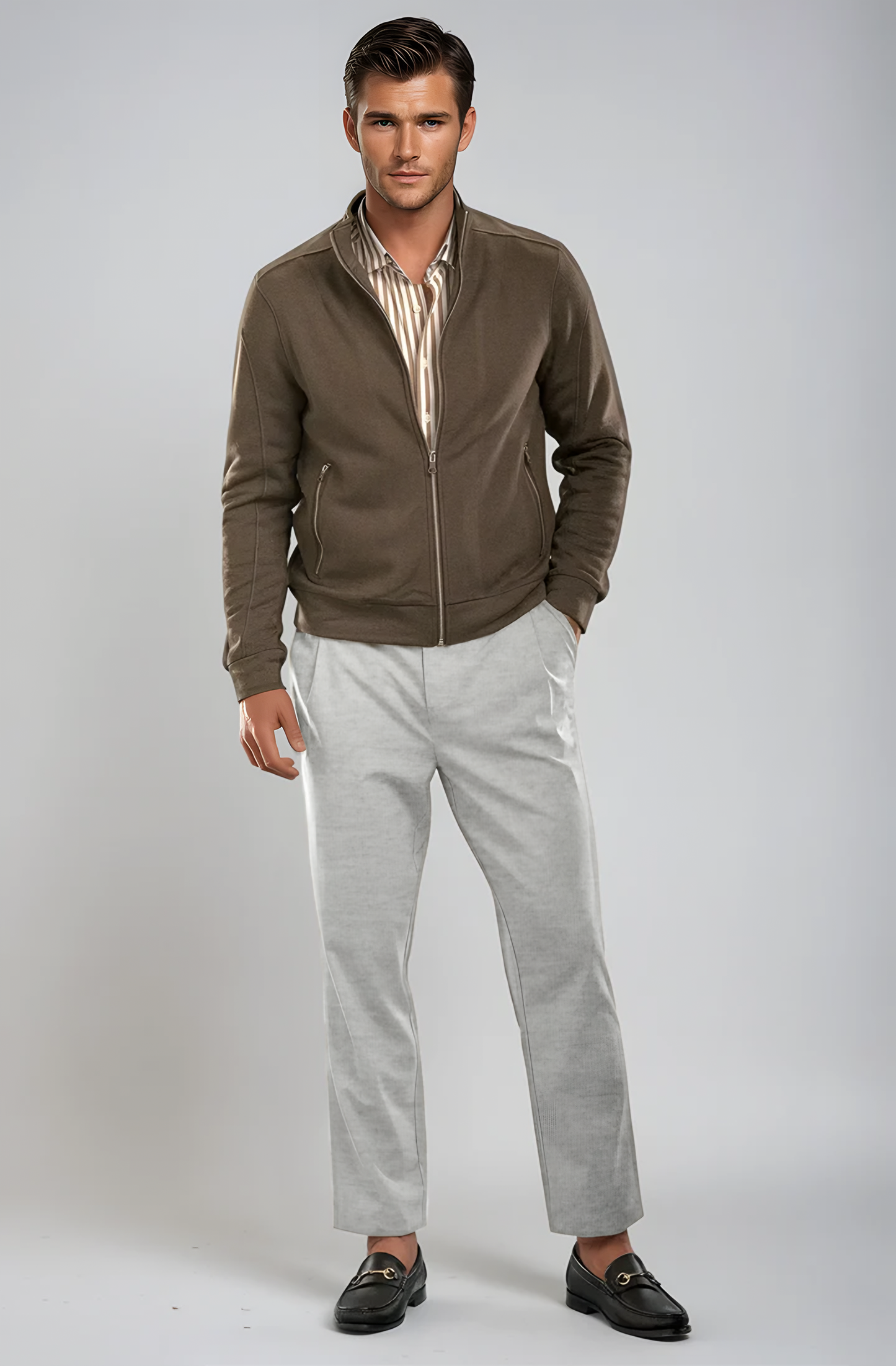 Men's Pleated Wool Trouser Pants - Heather Grey