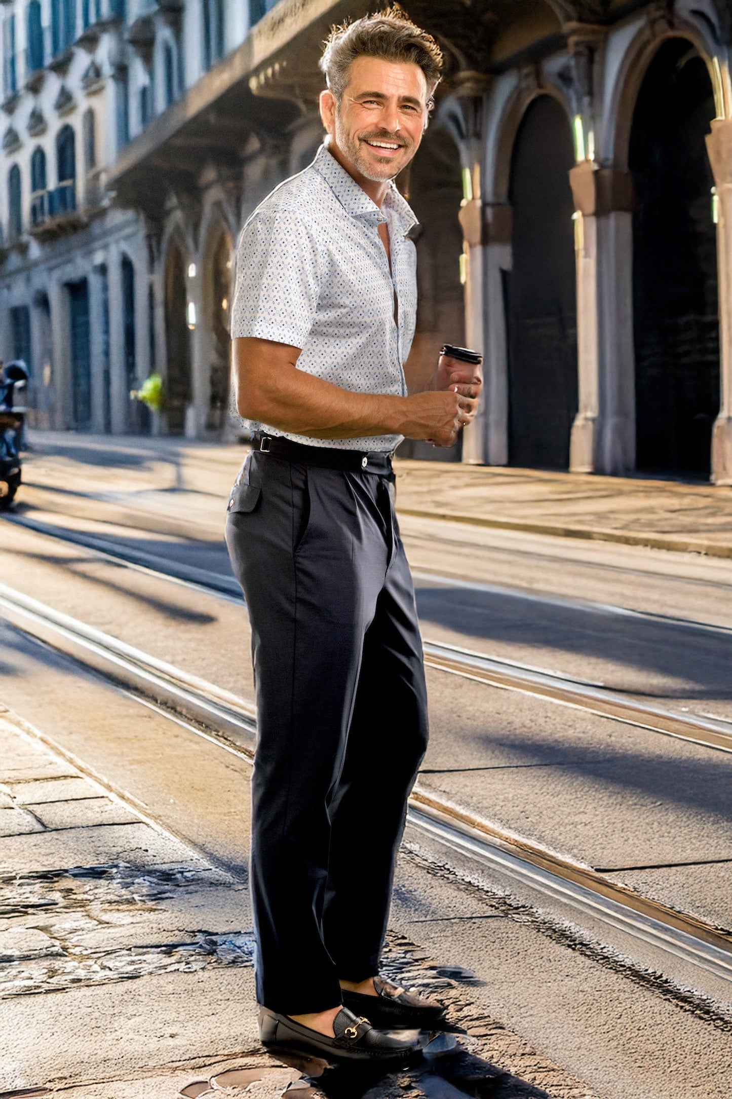 Men's Pleated Wool Trouser Pants - Navy