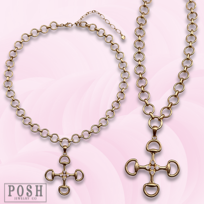 Equestrian snaffle bit charm necklace