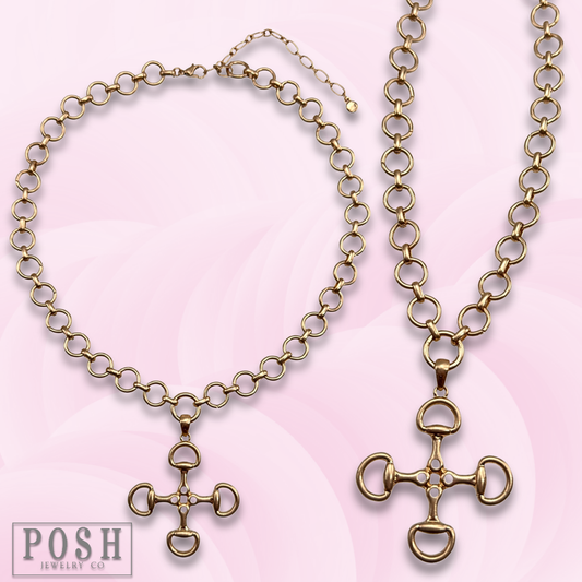 Equestrian snaffle bit charm necklace