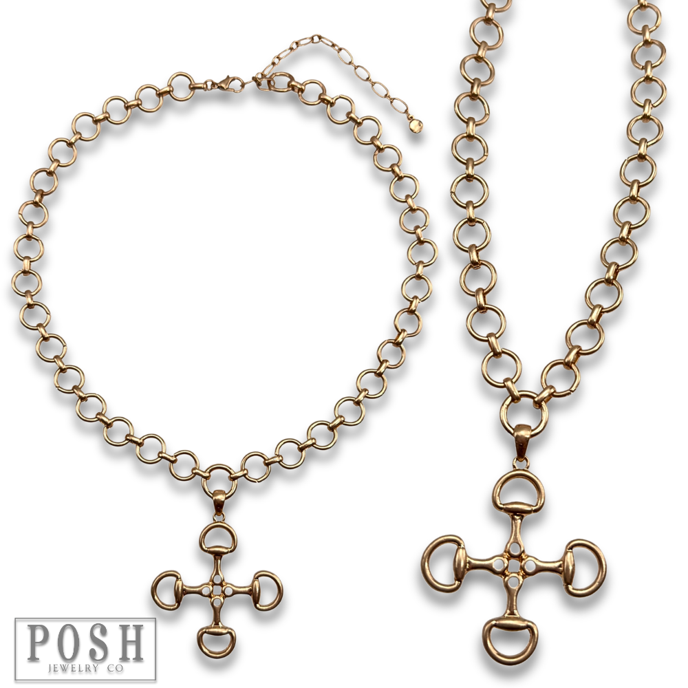 Equestrian snaffle bit charm necklace