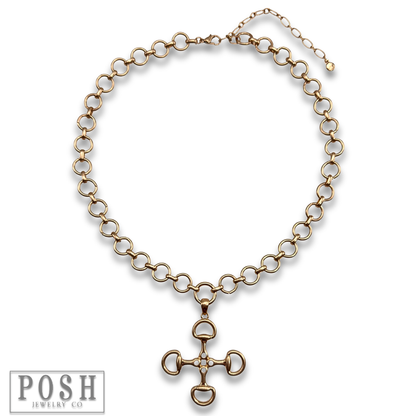 Equestrian snaffle bit charm necklace