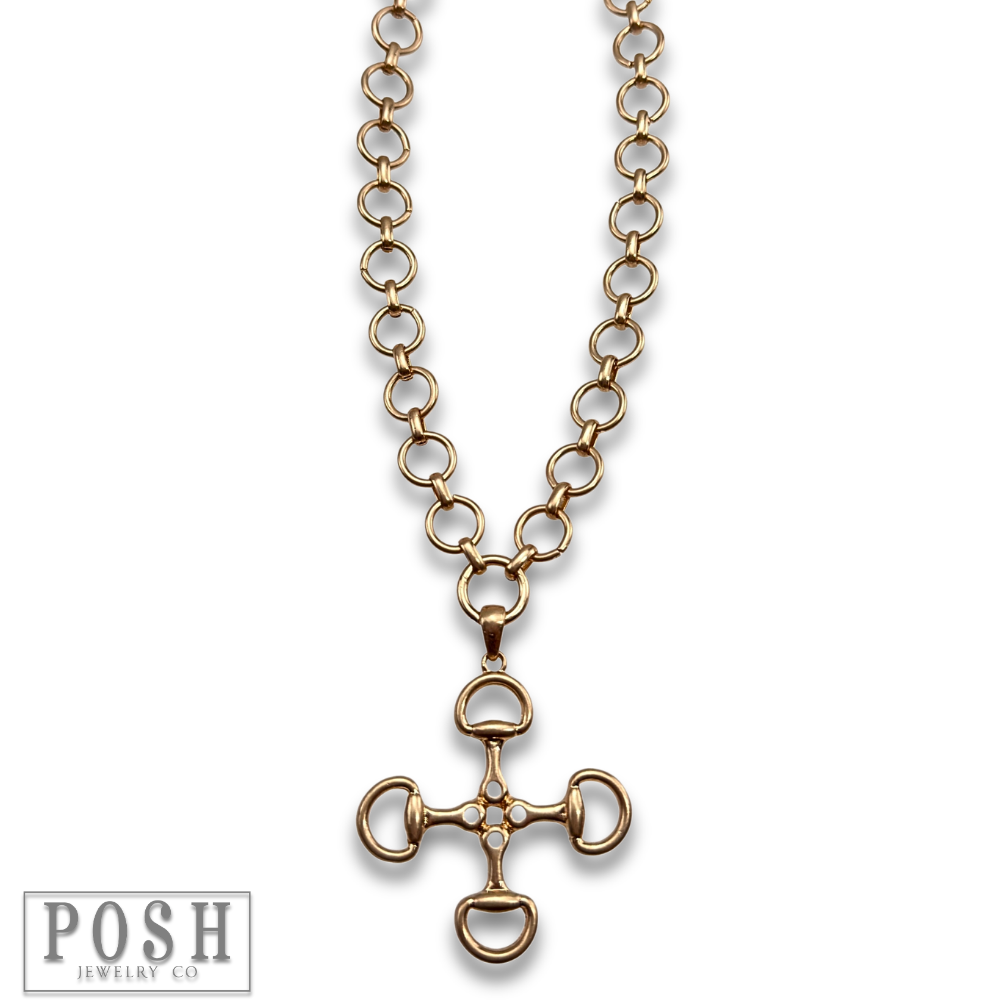 Equestrian snaffle bit charm necklace