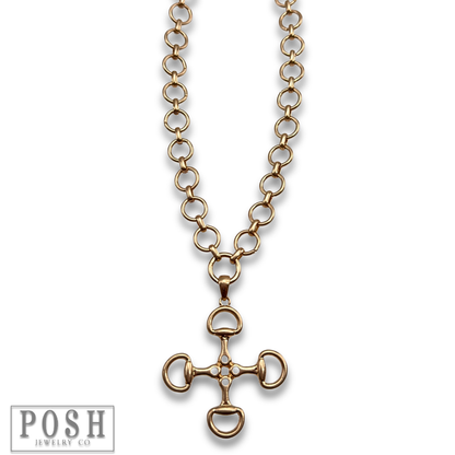 Equestrian snaffle bit charm necklace