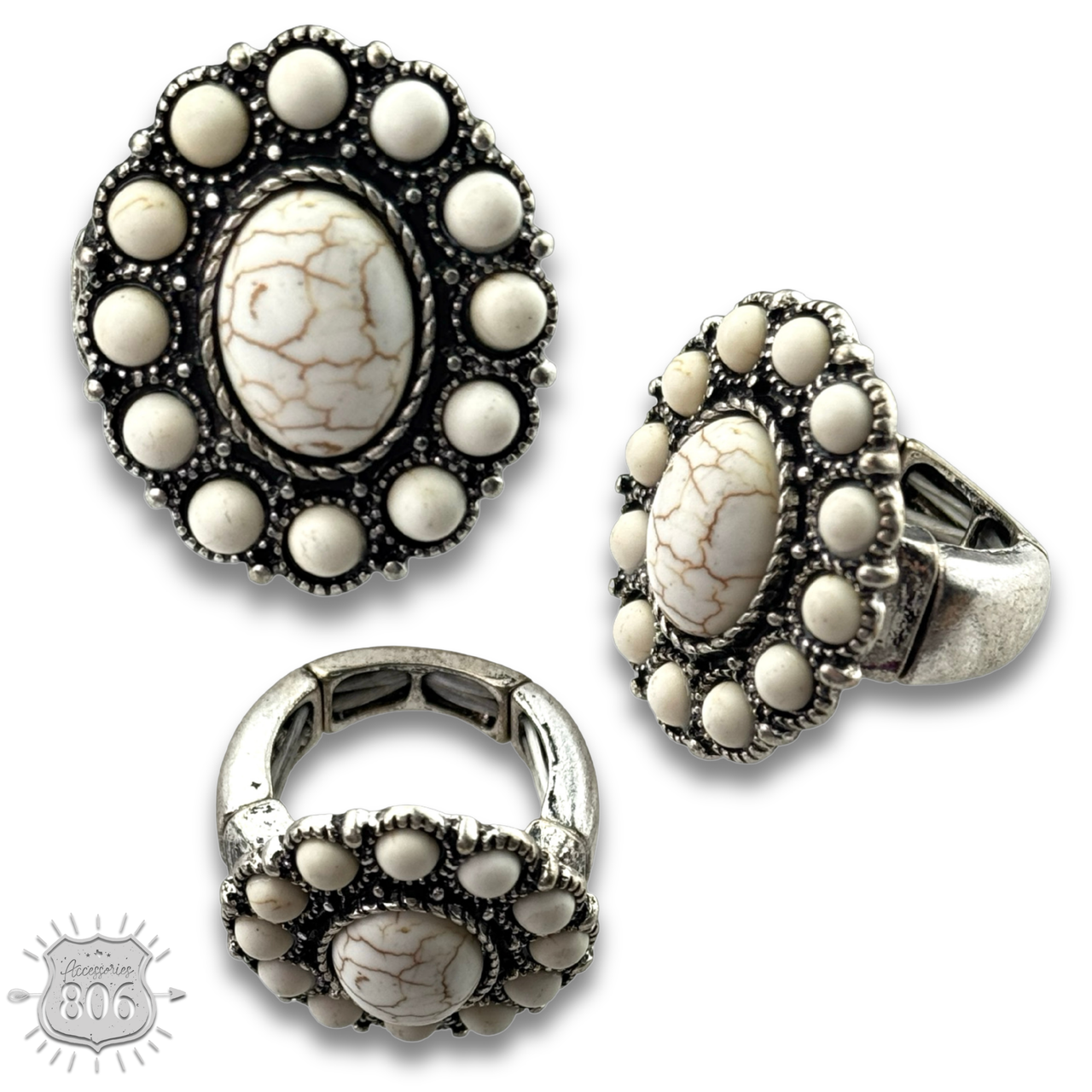 Oval stone stretch ring, last call