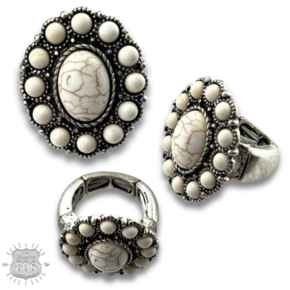 Oval stone stretch ring, last call
