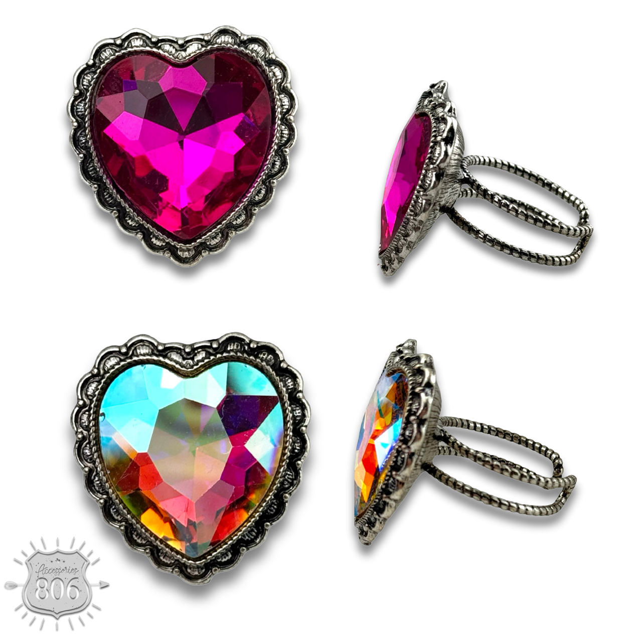 Rhinestone heart ring