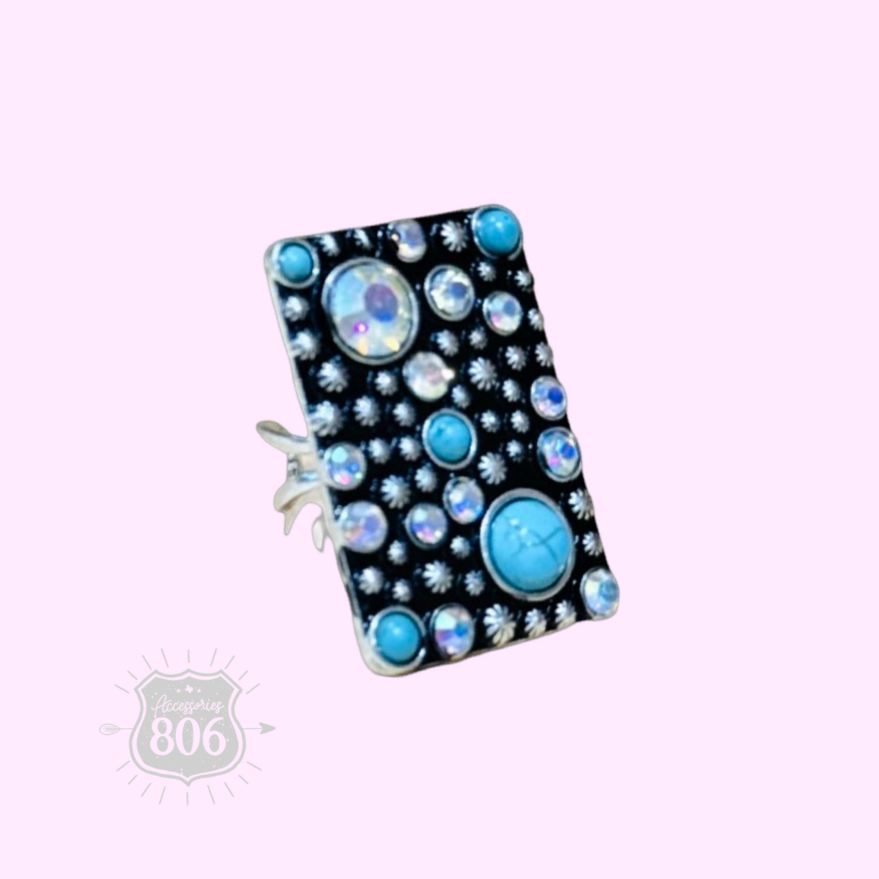 Western burnished rectangle ring