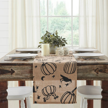 Raven & Pumpkin Gothic Halloween Table Runner