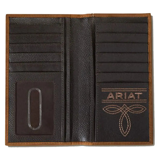 Ariat Branded Brindle Calf Hair Overlay - Men's Rodeo Wallet