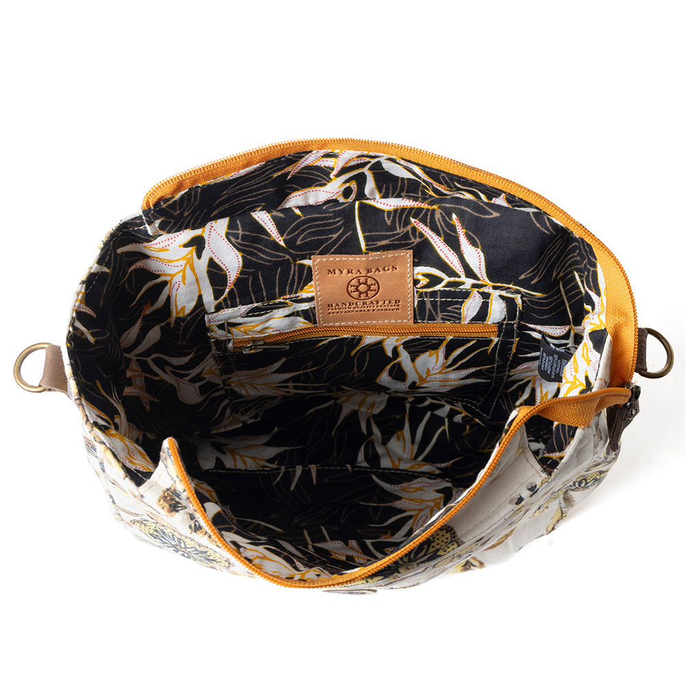 Mesa Morning Glories Messenger Bag In Brown And Off White