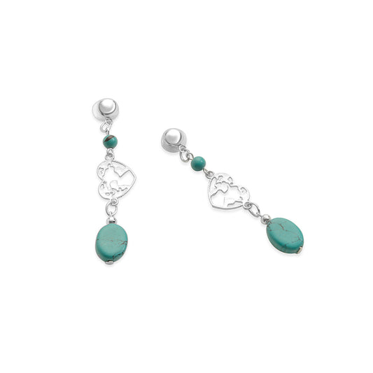 Rugged Heart Earrings In Blue