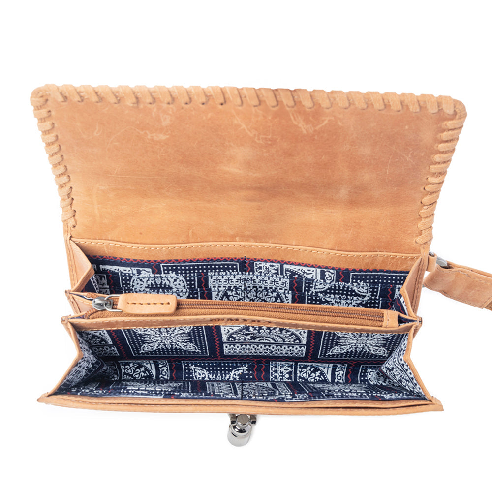 Myra Oracle Ember Hairon Leather Wallet in Autumn Tan