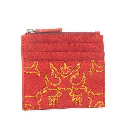 Cactus Sky Western Embroidered Credit Card Holder in Red