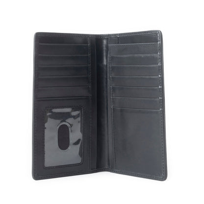 Ravenhide Embroidered Leather Wallet in Coal Black
